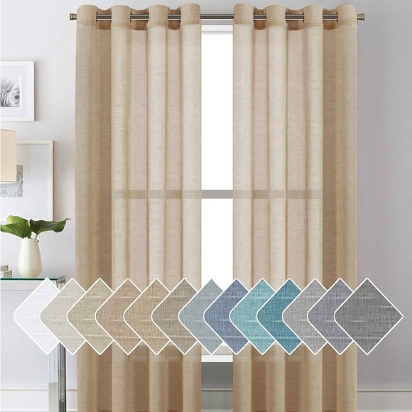 H.VERSAILTEX Other - Linen Curtains 84 Inch Length 2 Panels Set - Semi Sheer Taffy Color 52”W x 84”L